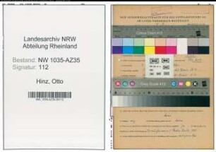 Entnazifizierung Otto Hinz , geb. 08.10.1885 (Bergmann)