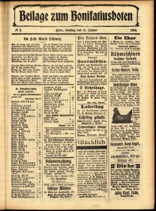 Zweite Ausgabe vom Sonntag, den 31. Januar 1904.