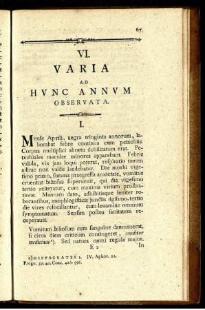 VI. Varia ad hunc annum observata.