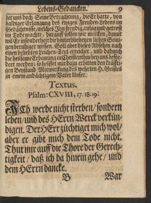 Textus. Psalm: CXVIII,17. 18. 19.