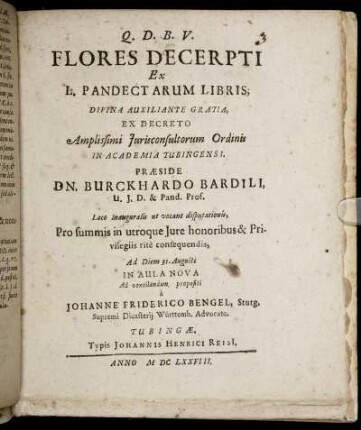 Flores Decerpti Ex. L. Pandectarum Libris