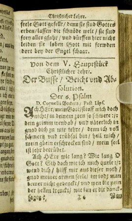 Von dem V. Hauptstück Christlicher Lehre. Der Busse/ Beicht und Absolution.