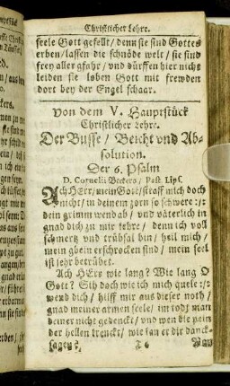 Von dem V. Hauptstück Christlicher Lehre. Der Busse/ Beicht und Absolution.
