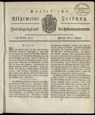 2tes Stueck, Freitags, den 5. Januar 1810