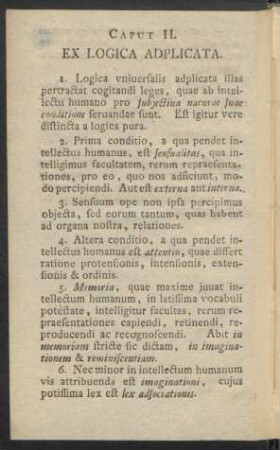 Caput II. Ex Logica Adplicata
