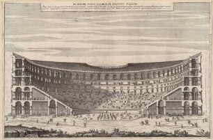 Beatissime Pater Clemens XI Pontifex Maxime (Widmung am Papst Clemens XI), Illustration für die Folge "L’anfiteatro Flavio, descritto e delineato dal cavaliere Carlo Fontana"