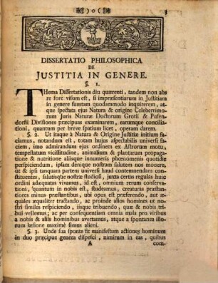 Diss. philos. de iustitia in genere