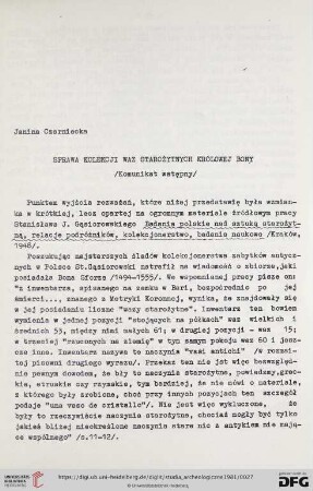 Sprawa kolekcji waz starożytnych królowej bony