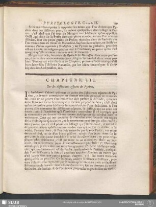 Chapitre III. Sur les différentes especes de Pyrites