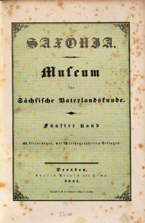 Saxonia : Museum für sächsische Vaterlandskunde. 5. 1841