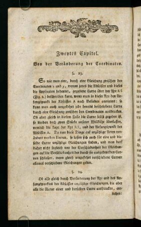 18-35, Zweytes Capitel - Von der Veränderung der Coordinaten.