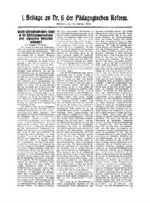 Welche pädagogischen Werte liegen in der Schülerzusammensetzung einer allgemeinen Volksschule verborgen? : 1. Beilage zu Nr. 6 der Pädagogischen Reform
