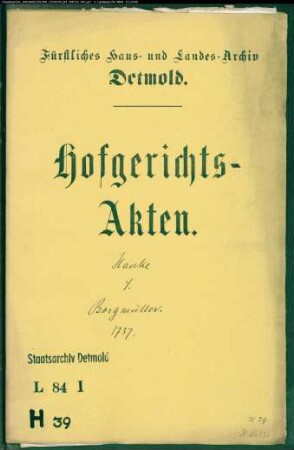 Hanke, Hans Henrich zu Hohenhausen gegen Borgmüllersche zu Hohenhausen - Gartenmiete