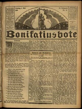 Erste Ausgabe vom Sonntag, den 04. Mai 1924.