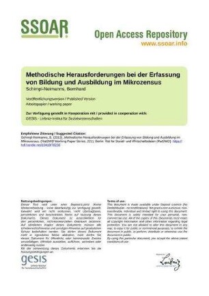 Methodische Herausforderungen bei der Erfassung von Bildung und Ausbildung im Mikrozensus