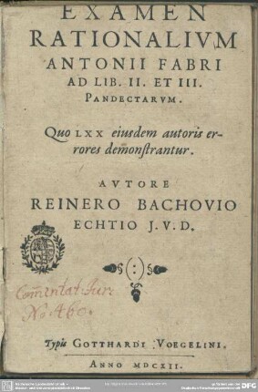 Examen Rationalium A. Fabri ad Pandectas