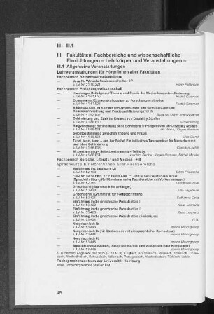 III.1 Allgemeine Veranstaltungen