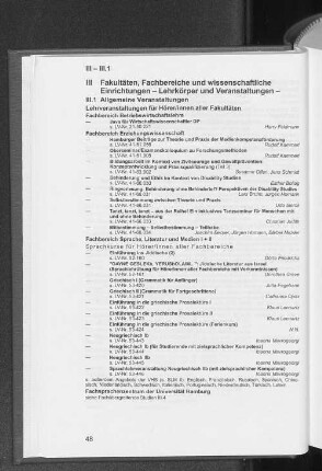 III.1 Allgemeine Veranstaltungen