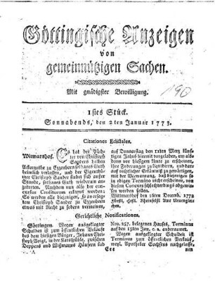 1773: Göttingische Anzeigen von gemeinnützigen Sachen