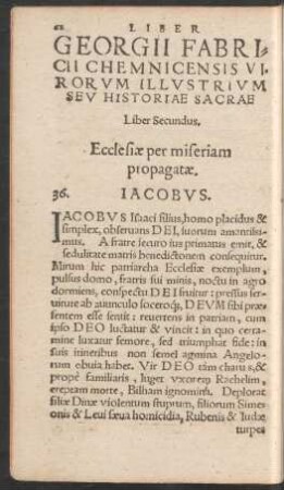 Georgii Fabricii Chemnicensis Virorum Illustrium Seu Historiae Sacrae Liber Secundus, Ecclesiae per miseriam propagatae.