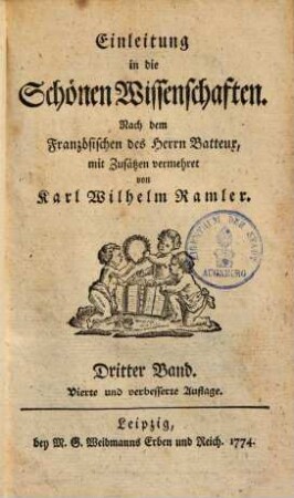 Einleitung in die Schönen Wissenschaften, 3