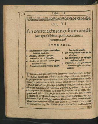 Cap. XI. An contractus in odium creditoris prohibitus, possit confirmari iuramento?