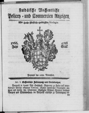 47tes Stück, Ausgabe vom 21. November 1766