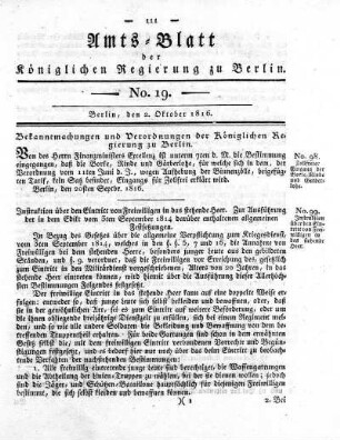 No 19, 2. Oktober 1816