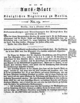 No 19, 2. Oktober 1816