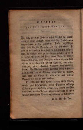 Vorrede zur siebenten Ausgabe.