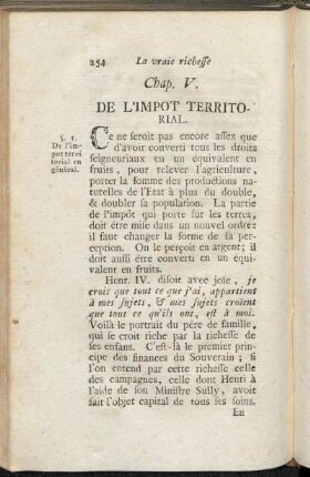 Chap. V. De l´Impot territorial.