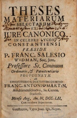 Theses materiarum selectarum ex iure canonico