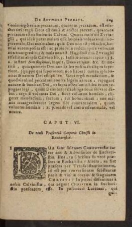 Caput VI. De reali Praesentia Corporis Christi in Eucharstia.