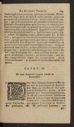 Caput VI. De reali Praesentia Corporis Christi in Eucharstia.