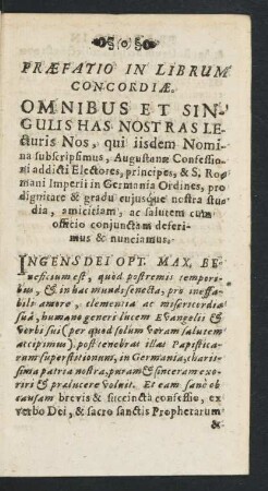 Praefatio In Librum Concordiae.