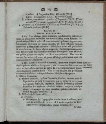 Caput. II. Studia Particularia.