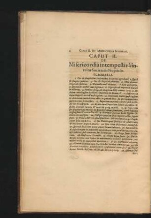 Caput II. De Misericordia intempestiva intuitu Societatis Nuptialis.