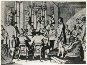 Zeitgenössischer Stich (nach 1819). Der Deutsche Bundestag in Frankfurt am Main