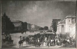 Gemälde "Parade Unter den Linden in Berlin" (1839, F. Krüger; Leinwand; 2,55 x 3,96 m; Schloß Sanssouci Potsdam)