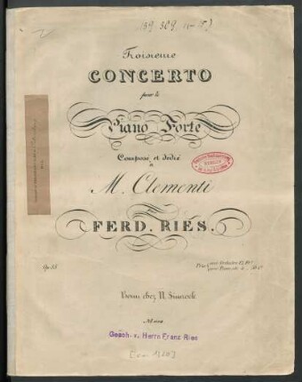 Troisième Concerto pour le Piano Forte Op. 55.