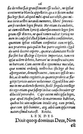 Lex Dei. Dixit quoq[ue] dominus Deus, Non est bonum, hominem esse solum. Faciamus et adiutorium, simile sibi.