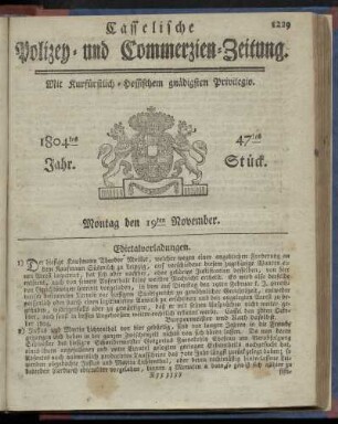 47tes Stueck, Montag den 19ten November 1804