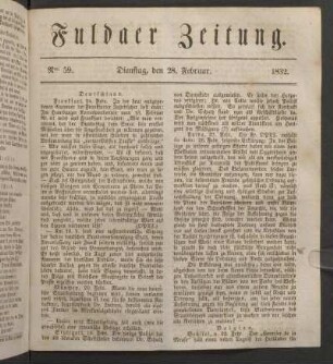 Dienstag, den 28. Februar. 1832