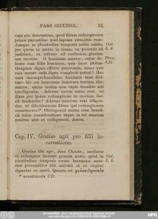 Cap. IV. Gratias agit pro filii incarnatione.