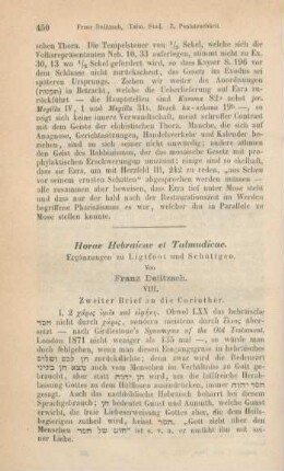 450-454 Horae Hebraicae et Talmudicae : VIII. Zweiter Brief an die Korinther