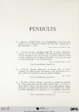 Pendules (Nr. 70-77)