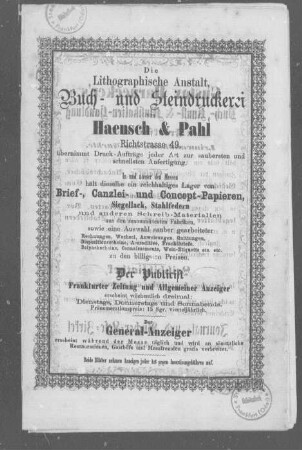 Wohnungs-Anzeiger und Adreß-Kalender für Frankfurt an der Oder auf das Jahr 1863