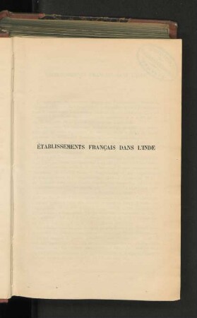 Établissements Francais Dans L'Inde.