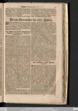 Kriegs-Operationes des 1687. Jahres.