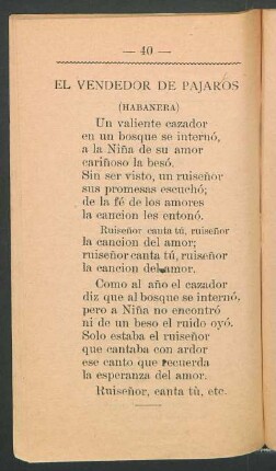 El vendedor de pájaros : (Habanera)